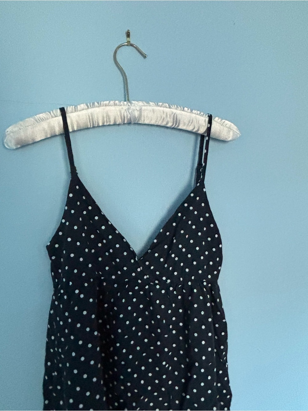 Brandy Melville Black Dress with White Polka Dots